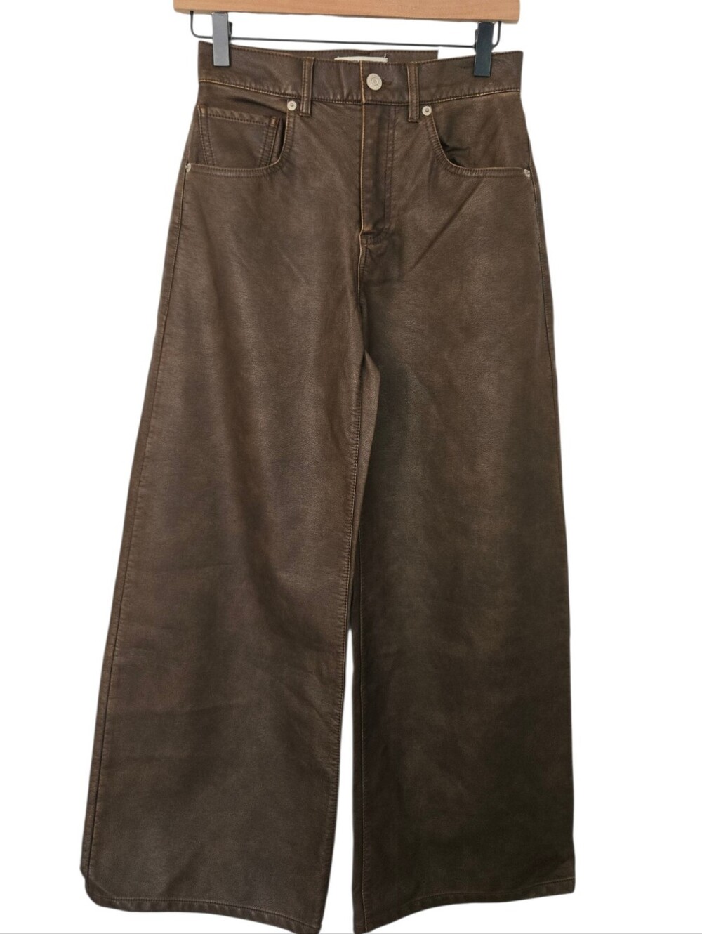 NWT Free People We The Free Misha High Rise Wide Barrel Faux Leather Pants 25 - Picture 2 of 9